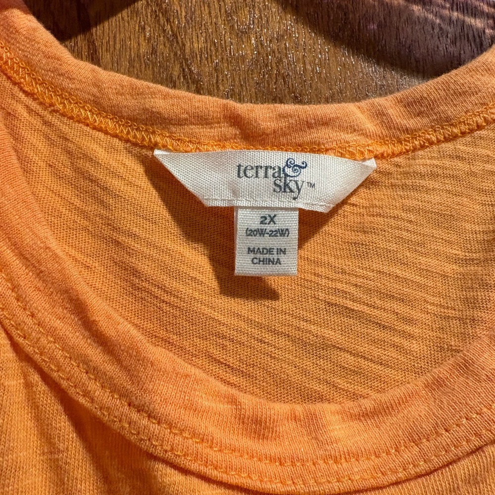 Terra & Sky Vibrant Orange and Pink Sun Dress with Pockets - Picture 2 of 2